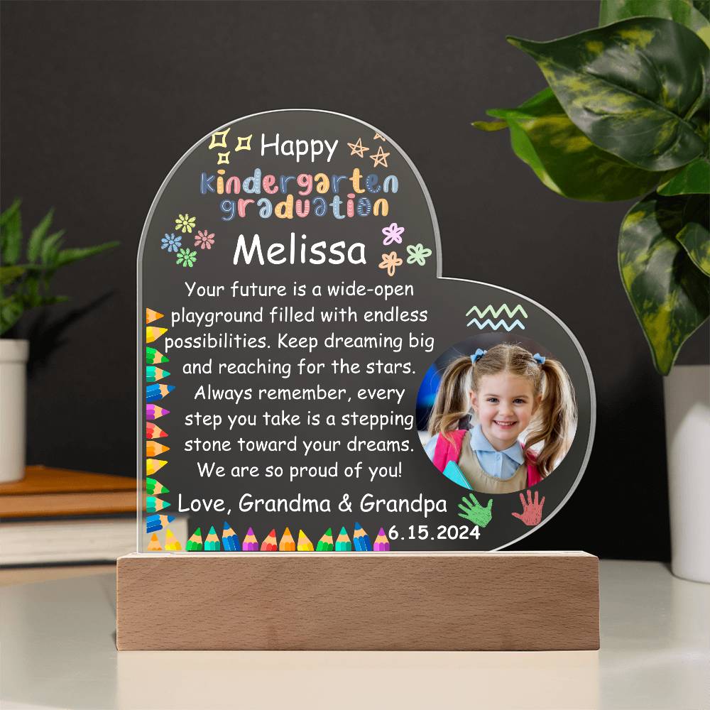 Personalized Kindergarten Graduation Photo Heart Acrylic Plaque