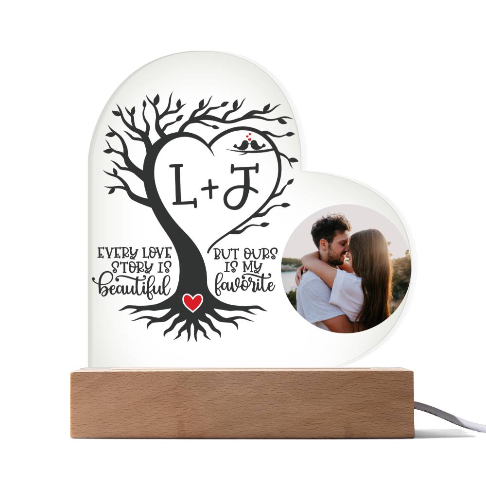 Personalized Our Love Story LED Lighted Heart Plaque