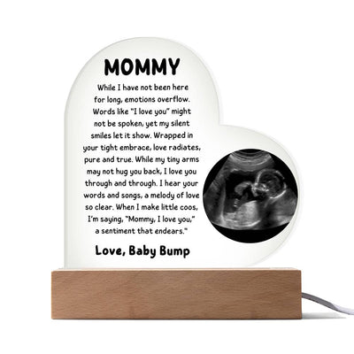 Personalized To Mommy From Baby Bump LED Lighted Sonogram Photo Heart Plaque