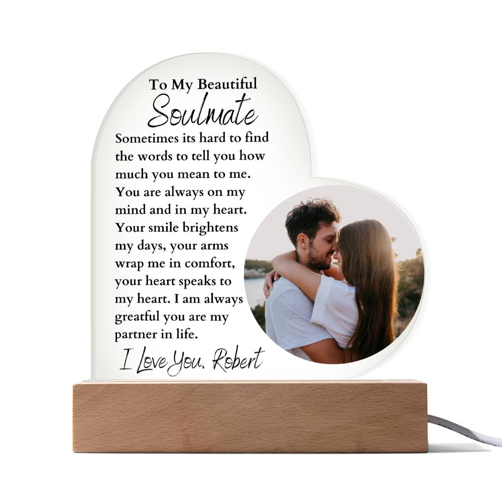 Personalized Soulmate Led Lighted Heart Plaque