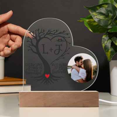 Personalized Our Love Story LED Lighted Heart Plaque