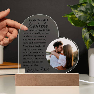 Personalized Soulmate Led Lighted Heart Plaque