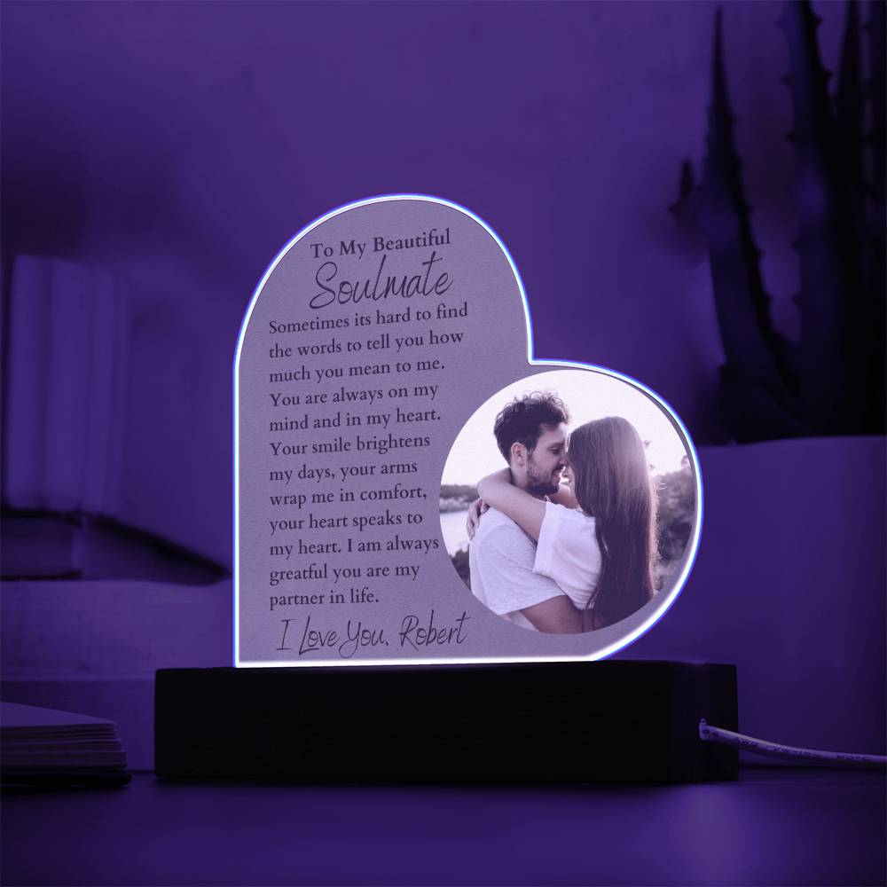 Personalized Soulmate Led Lighted Heart Plaque