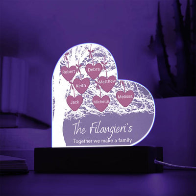 Personalized Together We Make A Family Tree LED Lighted Heart Plaque