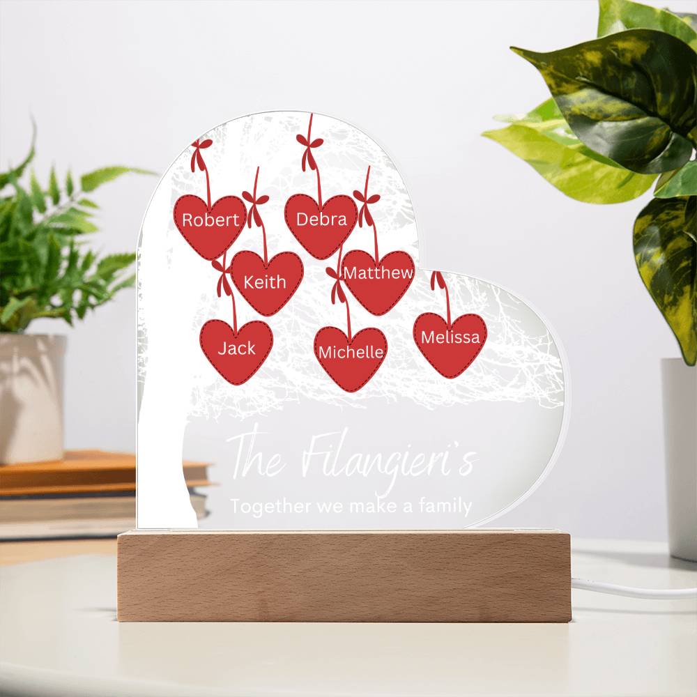 Personalized Together We Make A Family Tree LED Lighted Heart Plaque