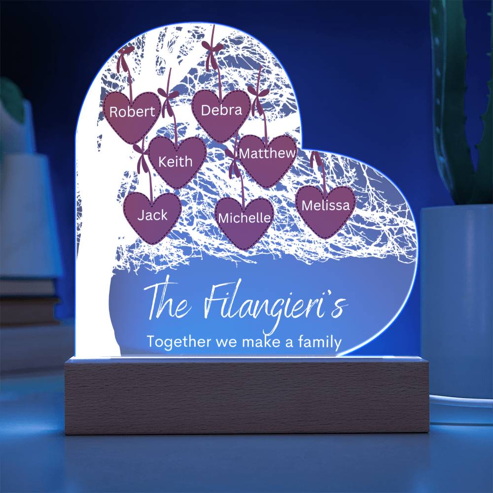 Personalized Together We Make A Family Tree LED Lighted Heart Plaque