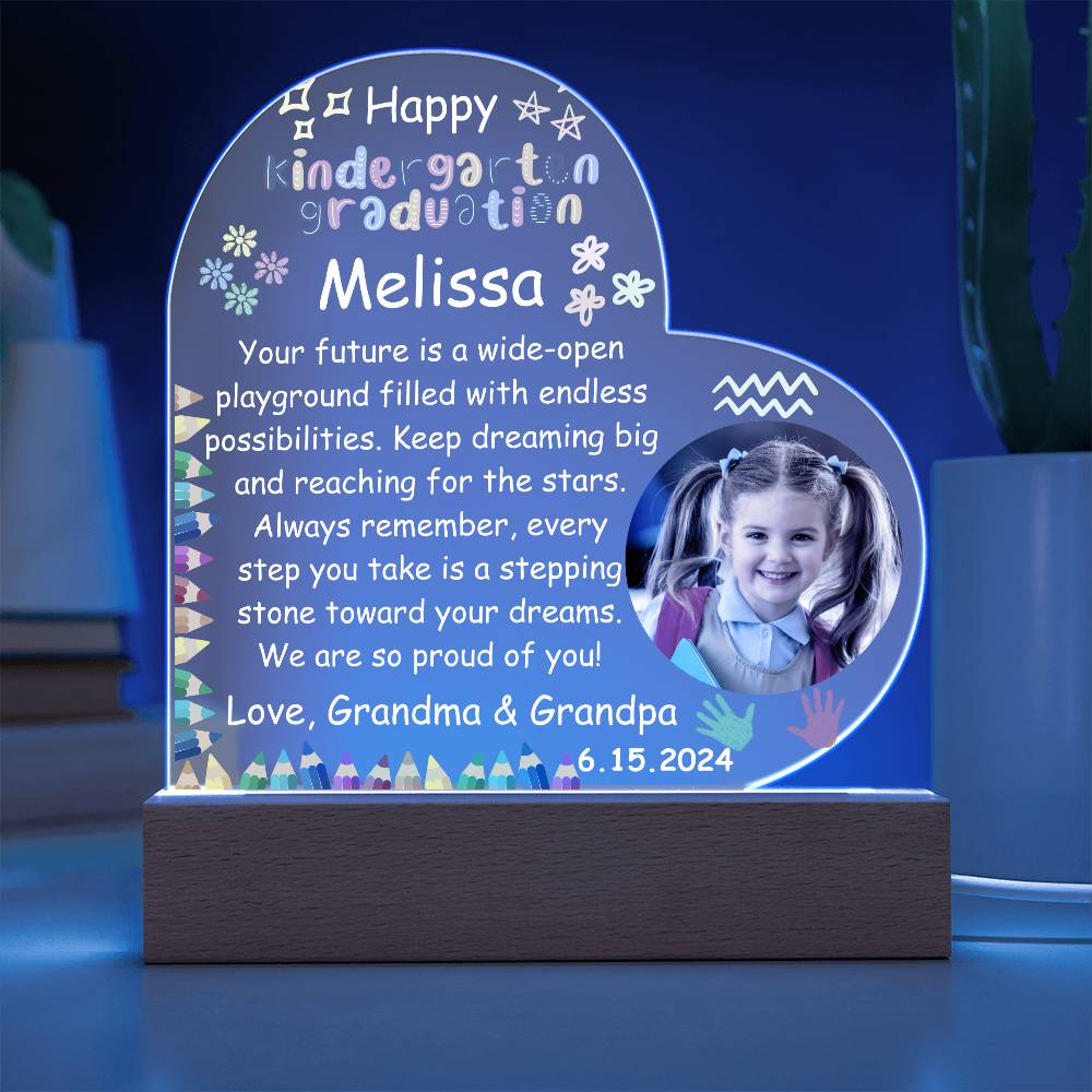 Personalized Kindergarten Graduation Photo Heart Acrylic Plaque