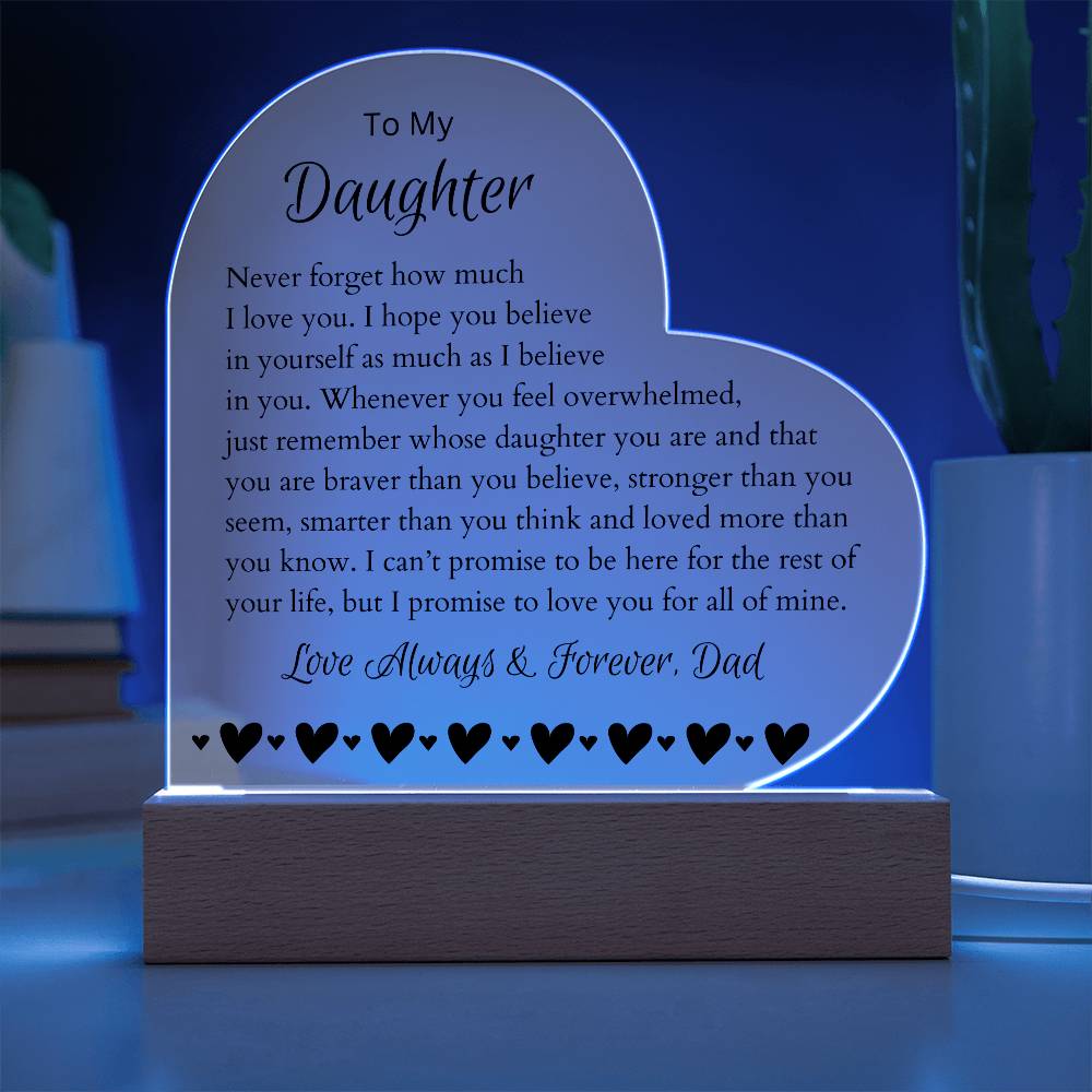 To My Daughter LED Lighted Heart Plaque