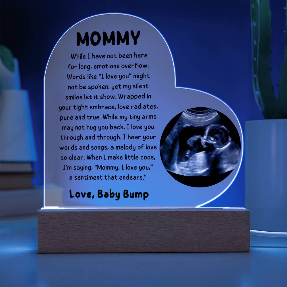 Personalized To Mommy From Baby Bump LED Lighted Sonogram Photo Heart Plaque