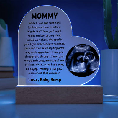 Personalized To Mommy From Baby Bump LED Lighted Sonogram Photo Heart Plaque