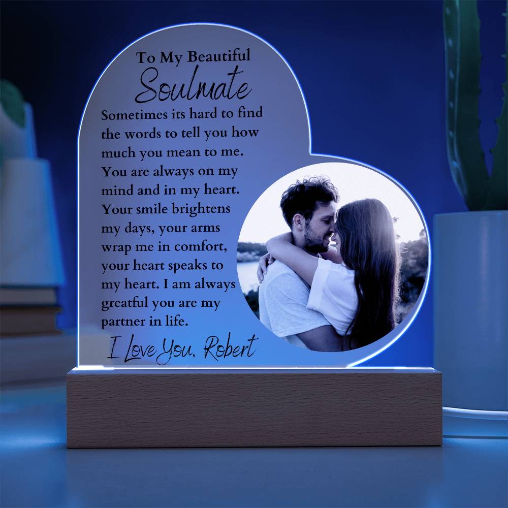 Personalized Soulmate Led Lighted Heart Plaque