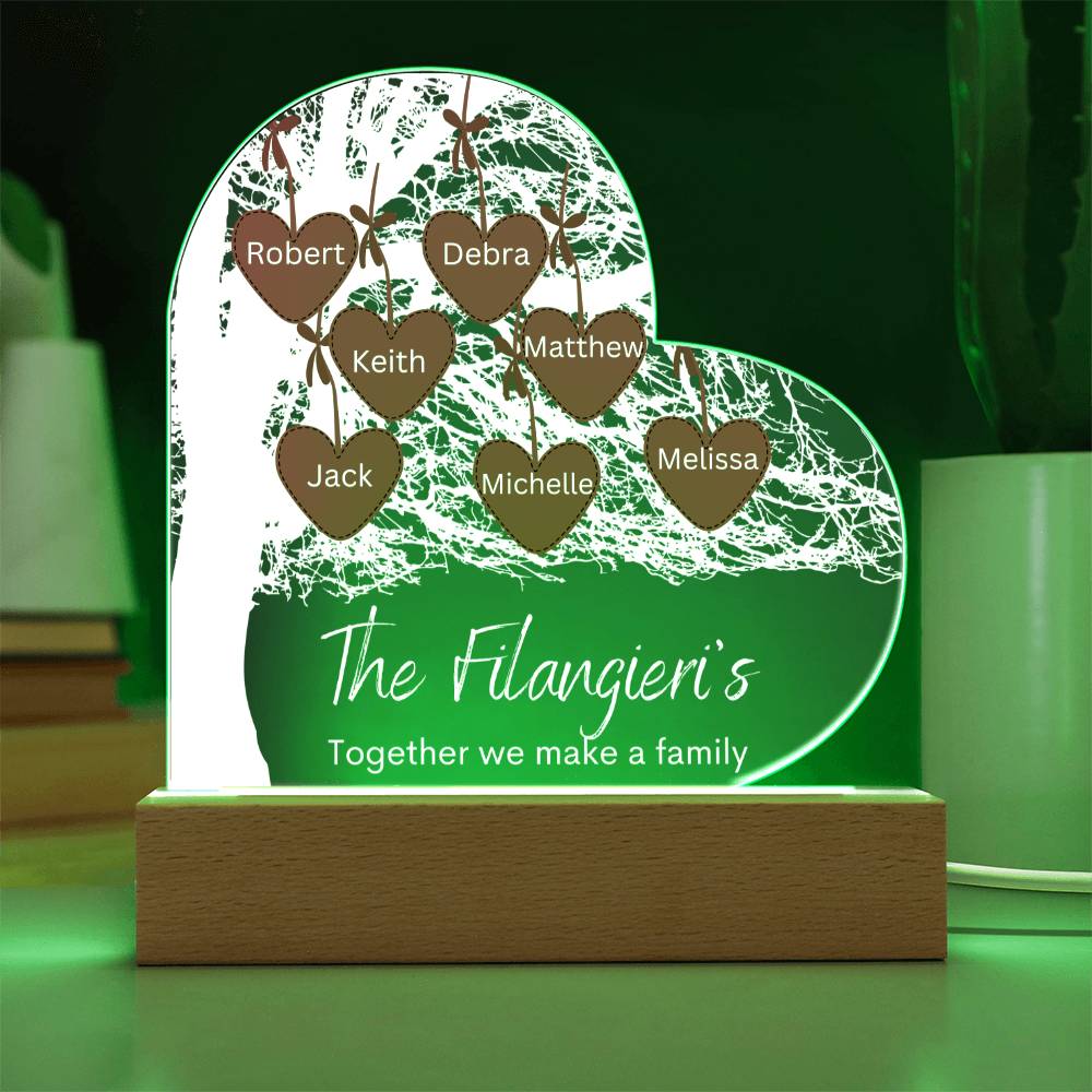 Personalized Together We Make A Family Tree LED Lighted Heart Plaque