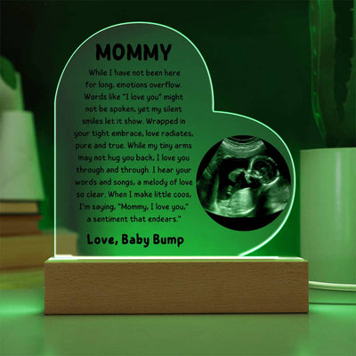 Personalized To Mommy From Baby Bump LED Lighted Sonogram Photo Heart Plaque