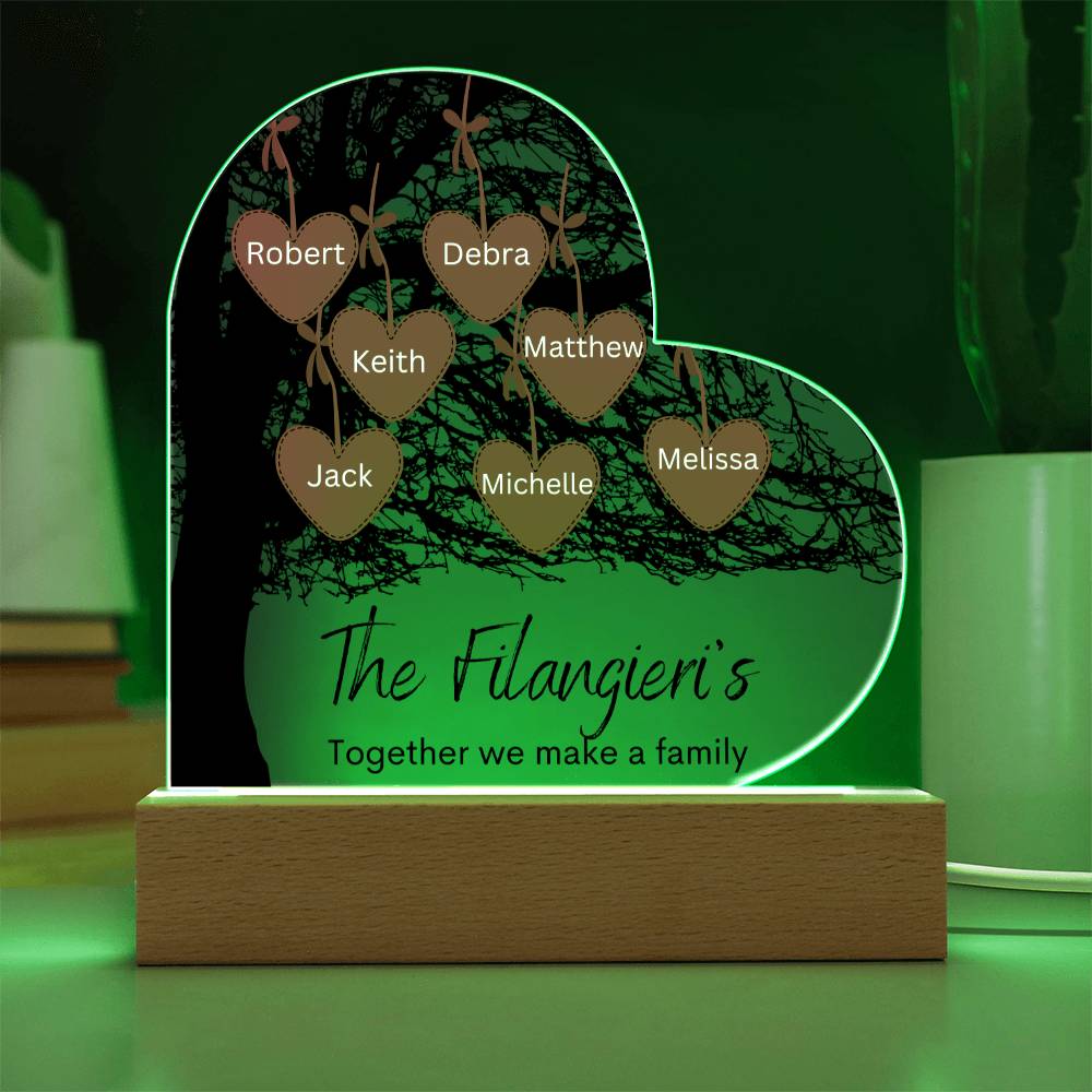 Personalized Together We Make A Family Tree LED Lighted Heart Plaque