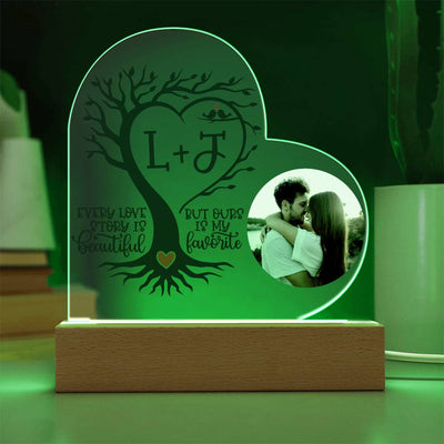 Personalized Our Love Story LED Lighted Heart Plaque