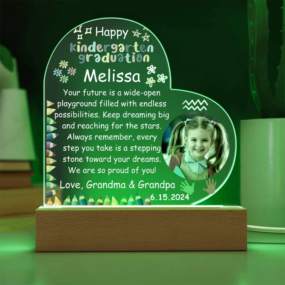 Personalized Kindergarten Graduation Photo Heart Acrylic Plaque