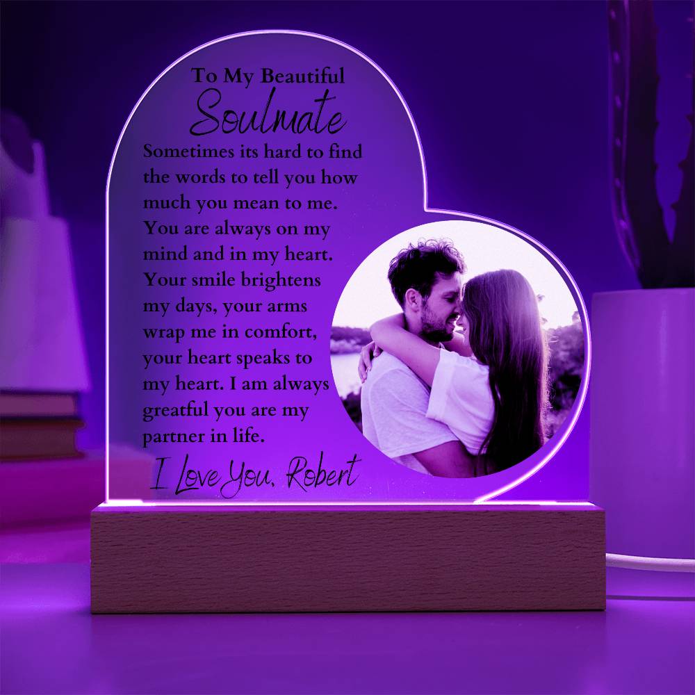 Personalized Soulmate Led Lighted Heart Plaque