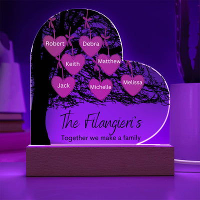 Personalized Together We Make A Family Tree LED Lighted Heart Plaque