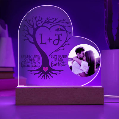 Personalized Our Love Story LED Lighted Heart Plaque