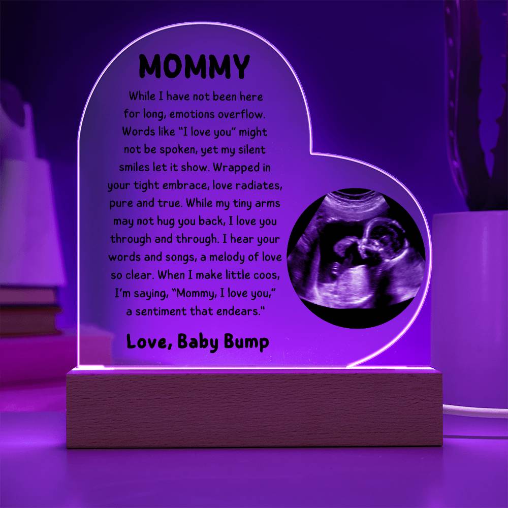 Personalized To Mommy From Baby Bump LED Lighted Sonogram Photo Heart Plaque