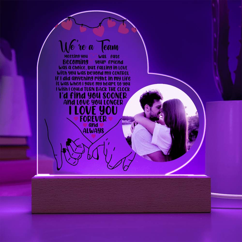 Personalized Photo Heart Led Lighted Plaque