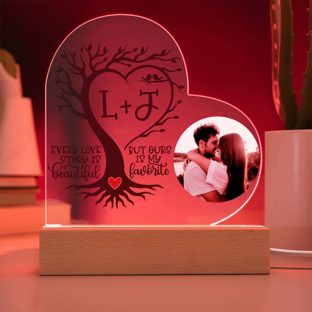 Personalized Our Love Story LED Lighted Heart Plaque