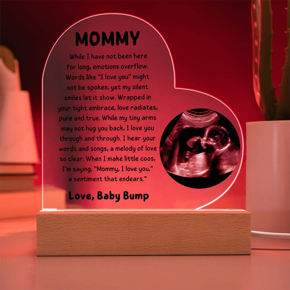 Personalized To Mommy From Baby Bump LED Lighted Sonogram Photo Heart Plaque