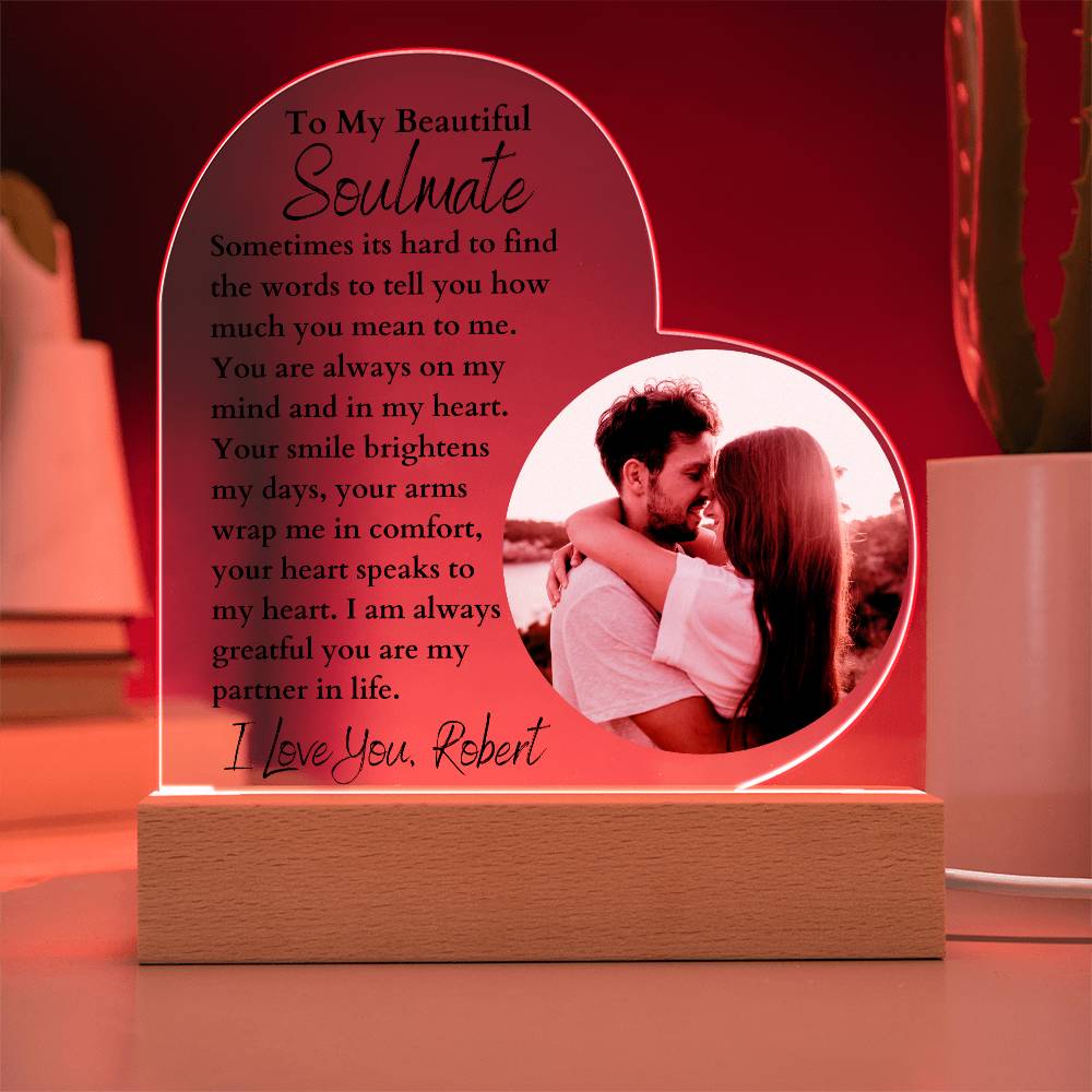 Personalized Soulmate Led Lighted Heart Plaque