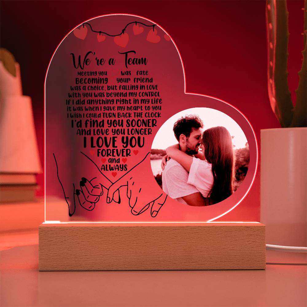 Personalized Photo Heart Led Lighted Plaque