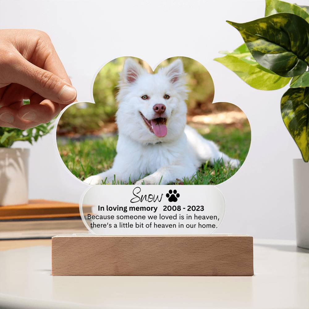 Personalized Pe Memorial LED Lighted Paw Plaque