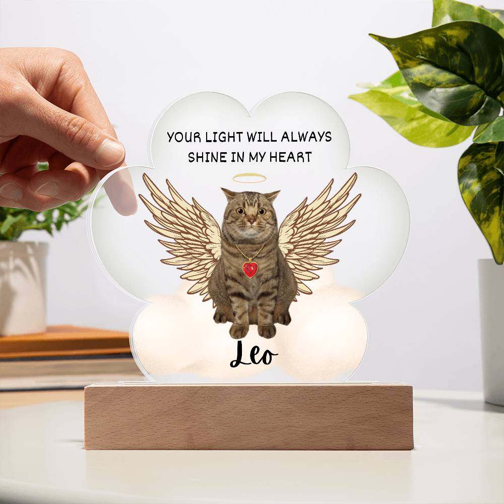 Personalized Pet Memorial LED Lighted Acrylic Paw Plaque