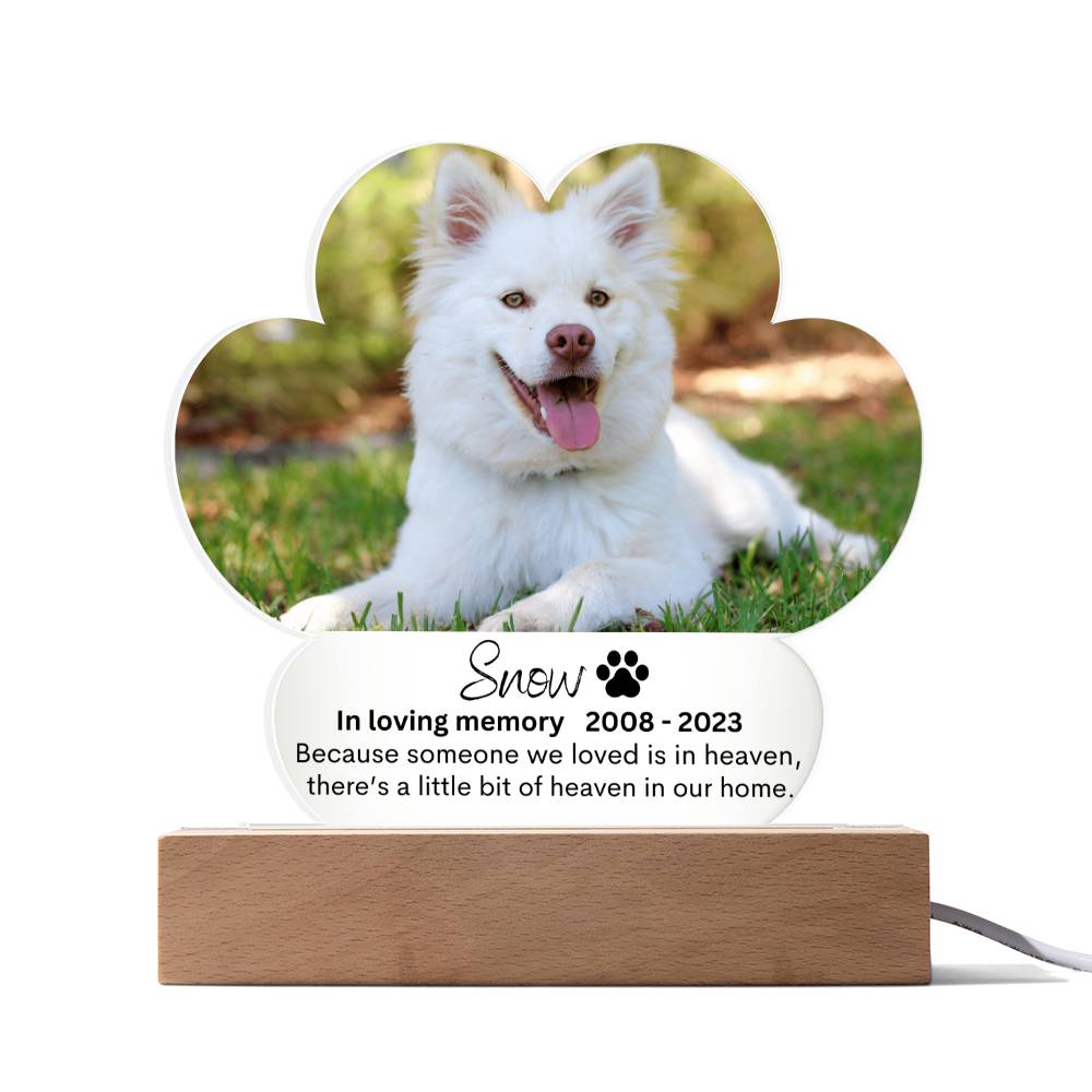 Personalized Pe Memorial LED Lighted Paw Plaque