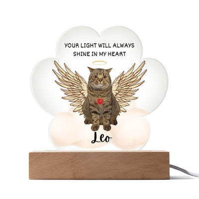 Personalized Pet Memorial LED Lighted Acrylic Paw Plaque