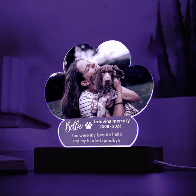 Personalized Pet Memorial LED Lighted Paw Plaque