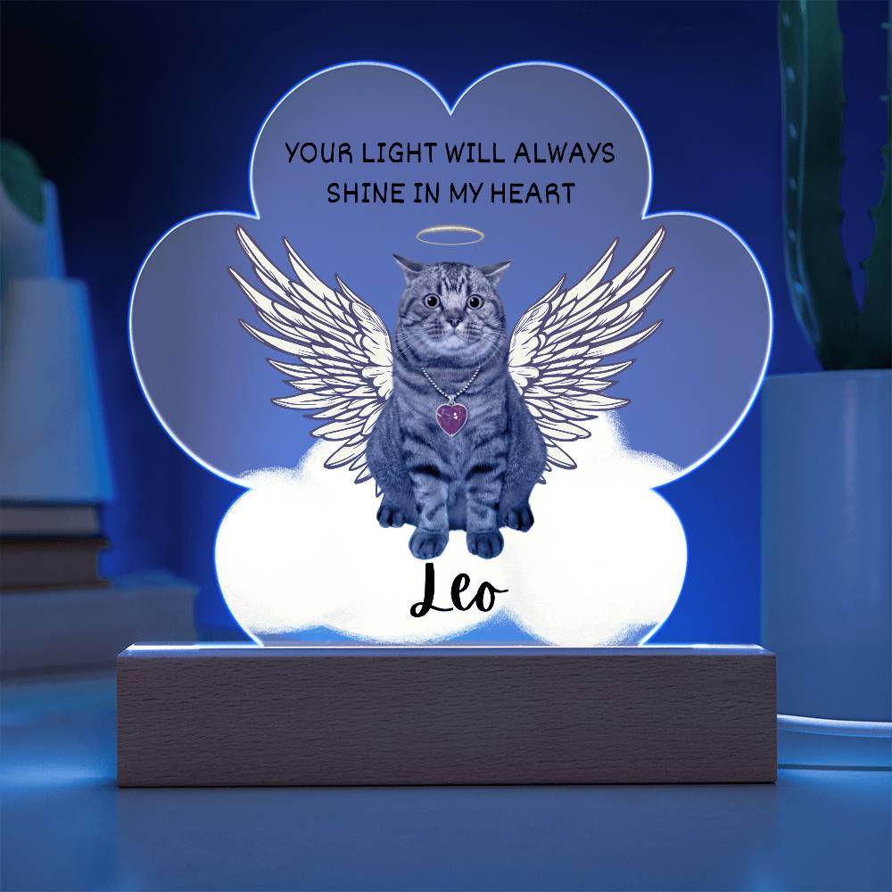 Personalized Pet Memorial LED Lighted Acrylic Paw Plaque