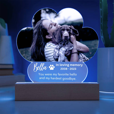 Personalized Pet Memorial LED Lighted Paw Plaque