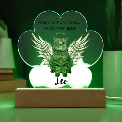 Personalized Pet Memorial LED Lighted Acrylic Paw Plaque