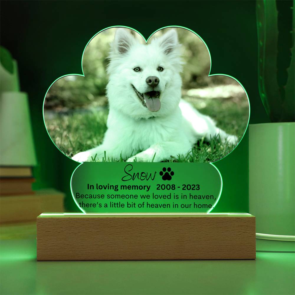 Personalized Pe Memorial LED Lighted Paw Plaque