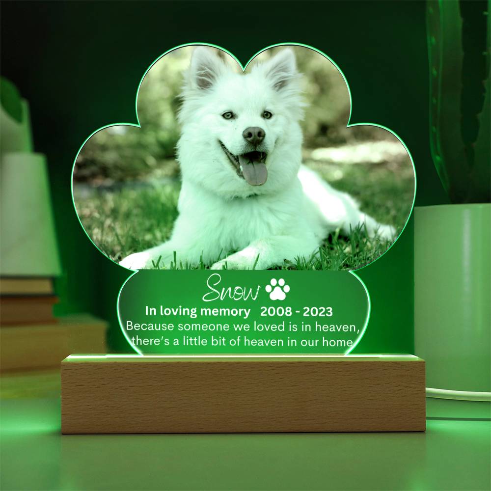 Personalized Pet Memorial LED Lighted Paw Plaque