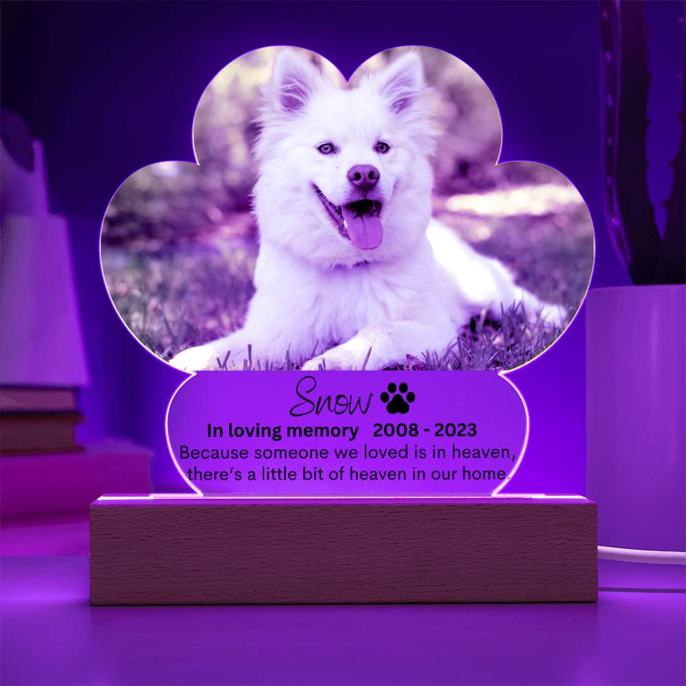 Personalized Pe Memorial LED Lighted Paw Plaque