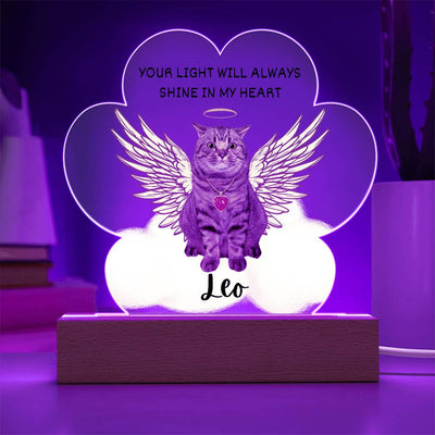 Personalized Pet Memorial LED Lighted Acrylic Paw Plaque