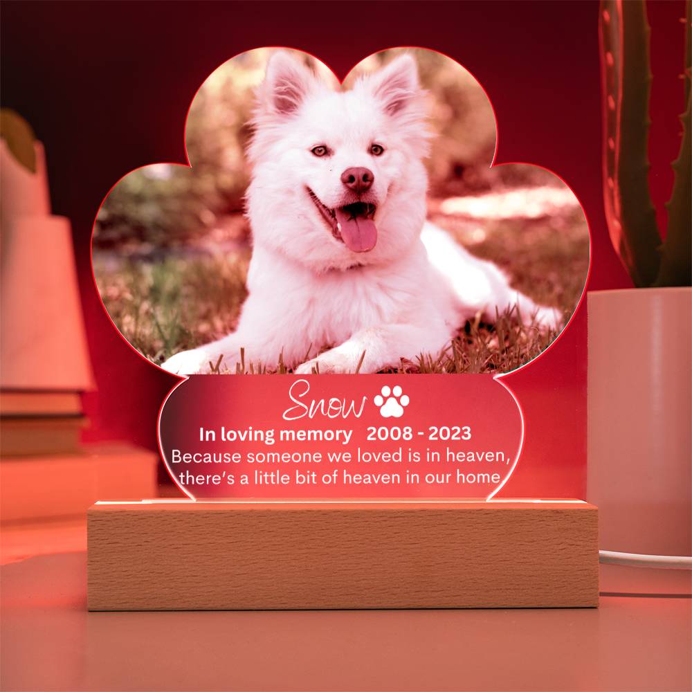 Personalized Pet Memorial LED Lighted Paw Plaque