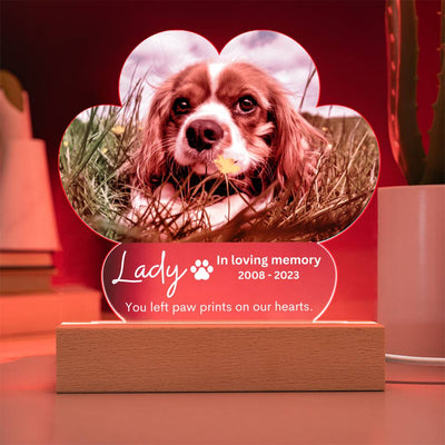 Personalized Pet Memorial LED Lighted Paw Plaque