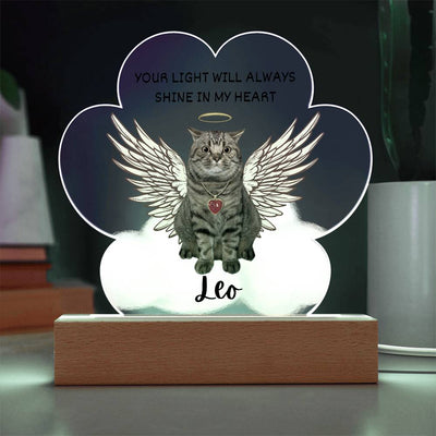 Personalized Pet Memorial LED Lighted Acrylic Paw Plaque