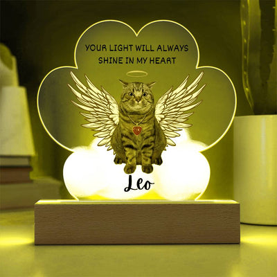 Personalized Pet Memorial LED Lighted Acrylic Paw Plaque