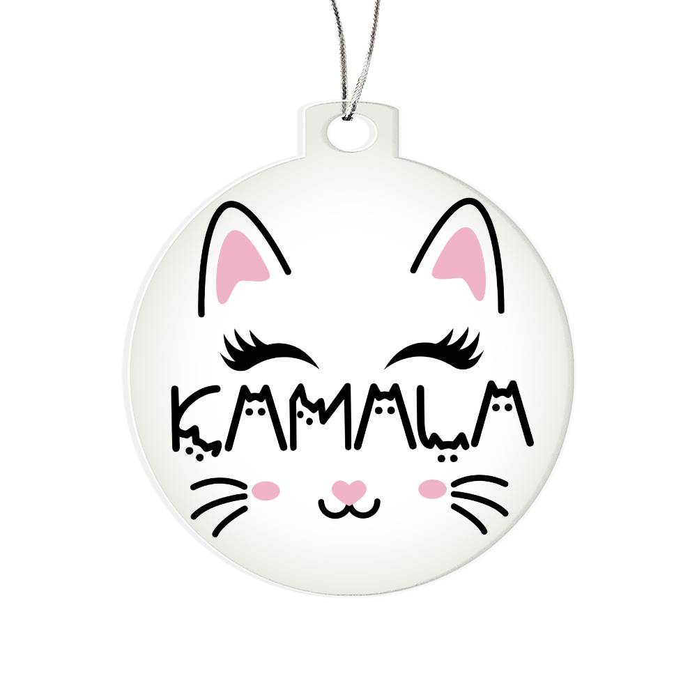 KAMALA Cat Face  Election Acrylic Ornament.