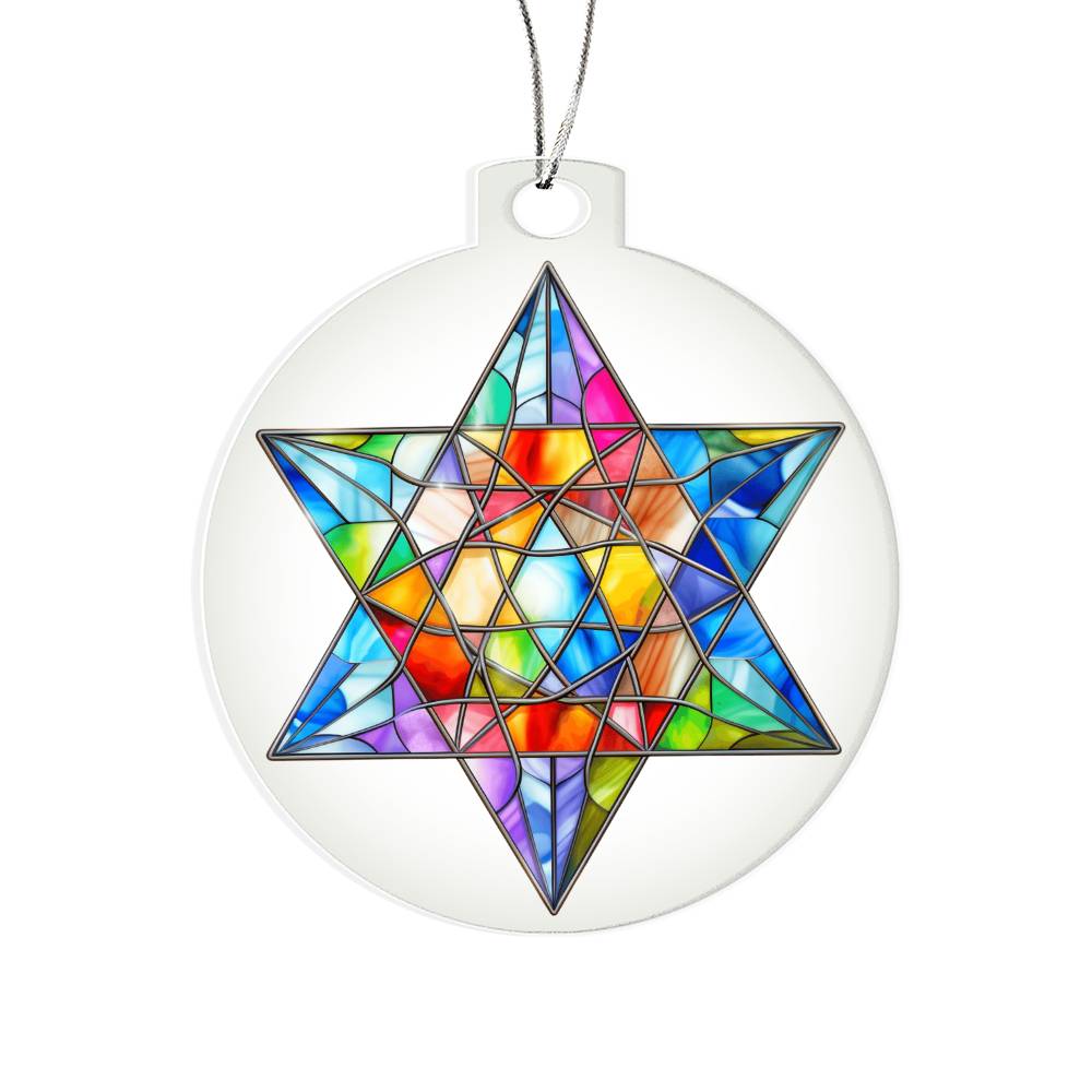 Stained Glass Look Star Of David Ornament