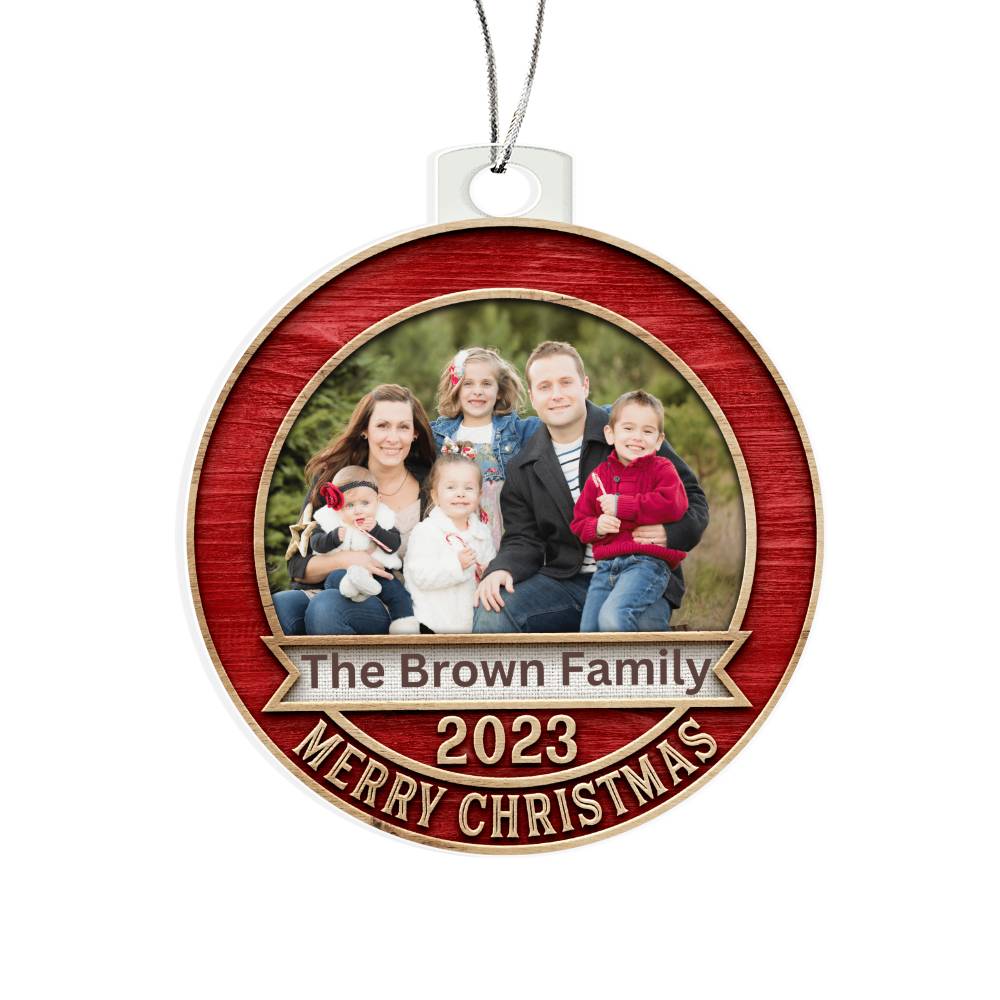 Personalized Family Photo 2023 Merry Christmas Ornament