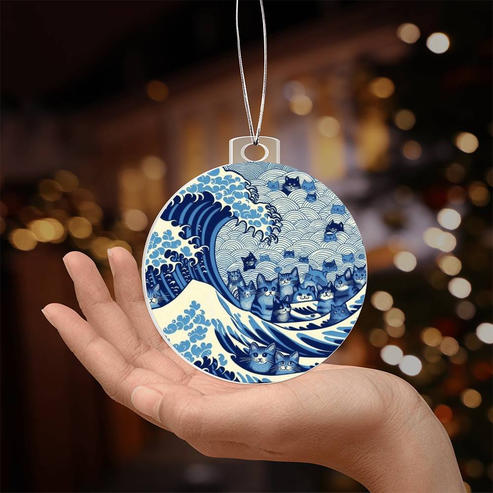 Cat Blue Wave Election Acrylic Ornament