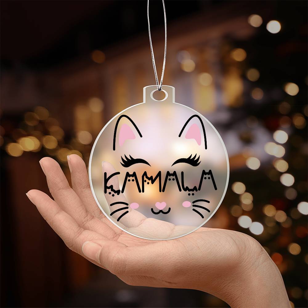 KAMALA Cat Face  Election Acrylic Ornament.